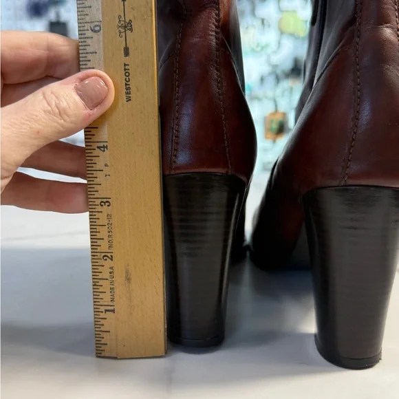 Cole Haan Chestnut Leather Heeled Boots - Picture 6 of 8